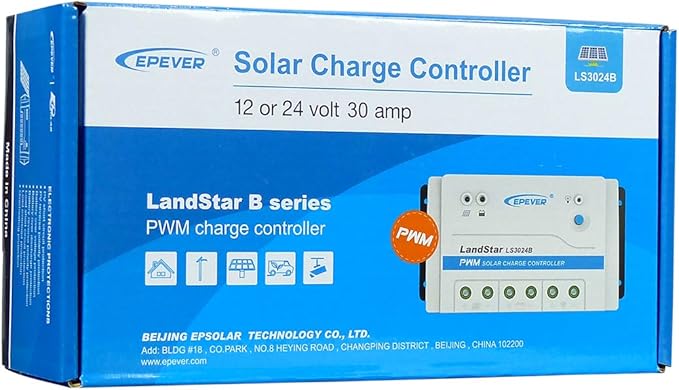 EPEVER Solar Charge Controller 30A PWM Solar Panel Charge Controller Regulator 12/24V Auto Work for Sealed, Gel, Flooded and User Type (LS3024B)