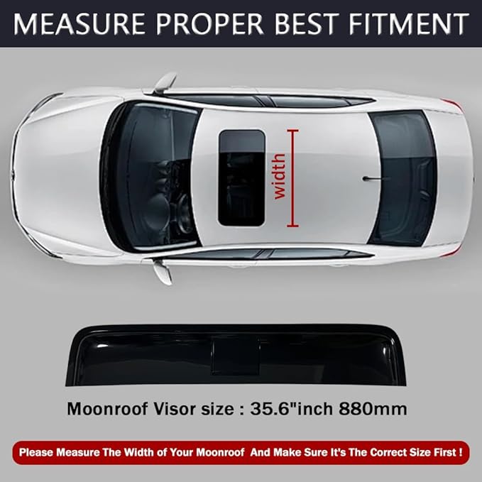 35.6" 880mm Sunroof Wind Deflector, Tape-on Sunroof Rain Guards, Universal Fit Tinted Moonroof Vent Visor Car Accessories