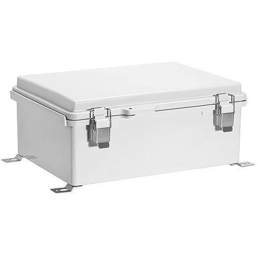 Waterproof Electrical Junction Box IP67 ABS Plastic Enclosure with Hinged Cover with Mounting Plate, Wall Brackets (Grey Cover, 14.6"×10.6"×5.9")