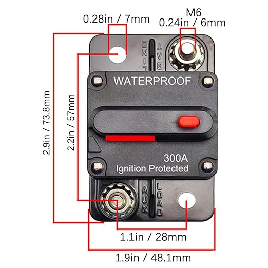 60A Circuit Breaker, 12V-48V DC Manual Reset Waterproof Breaker Switch for Automotive/Boat/ATV/Trailer, Trolling Motor, Stereo Audio, Battery & Solar Systems Inline Fuse (1-CB5-60A)