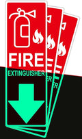 Fire Extinguisher Sign Sticker, Glow in the Dark Fire Extinguisher Signs with Arrow, 4×12 Inch 3 Pack Luminous Vinyl Safety Labels Soslina, Waterproof Indoor Outdoor for Home Office Warehouse