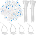 50 Pack 1.5 inch Zip Tie Adhesive Mounts Self Adhesive Cable Tie Base Holders with Multi-Purpose Tie wire clips with screw hole,Anchor stick on wire holder with 8 inch zip ties（White）
