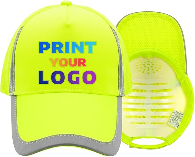 YOWESHOP Reflective Safety Baseball Cap Customize Logo with Removable PE Shell Hi-Vis Safety Work Hat