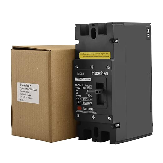 Heschen DC Molded Case Circuit Breaker MCCB, 2 Poles, DC1000V Photovoltaic Circuit Breaker, for Solar PV System Solar Panels Grid System (160A HSM3DC-250)