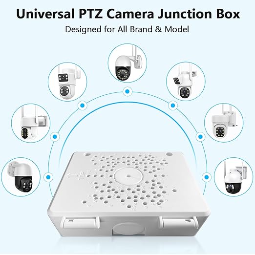 (Universal PTZ Camera Junction Box) Security Camera Bracket Outdoor, Plastic Waterproof Mount Bracket Hide Cable Junction Box Compatible with All PTZ Cameras (2 Packs)