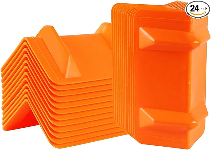 24 Pack Flatbed Edge Corner Protector for Cargo Shipping, Plastic Ratchet Strap Protectors for Tie Downs, Corner Guards for Straps Orange