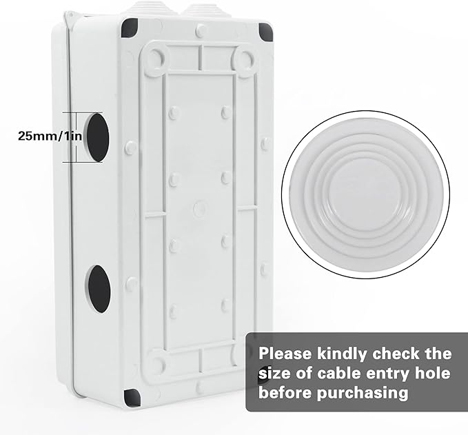 Sunnyglade ABS Plastic Electrical Junction Box IP65 Waterproof Universal Outlet Box Durable Outdoor Electrical Gang Box White （7.9 x 3.9 x 2.8 inch）