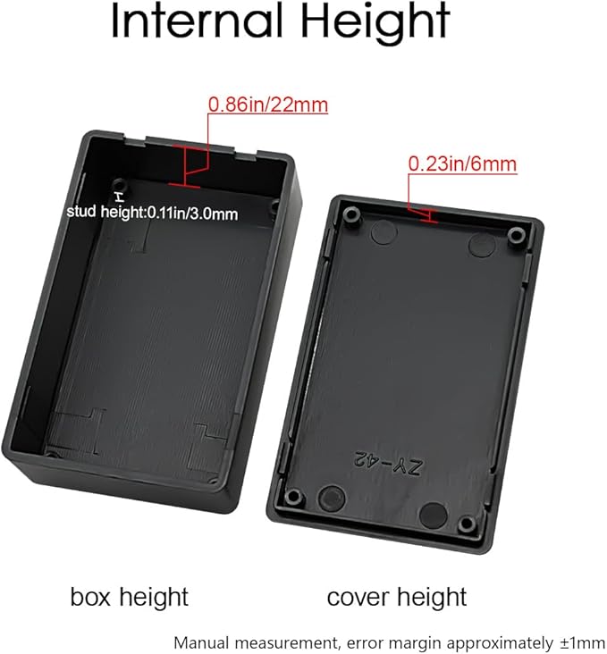 LeMotech Project Box 10 Pieces ABS Plastic Electrical Project Case Small Junction Box for Electronics Black 3.1 x 2.0 x 1.0 inch (80 x 50x 26 mm)