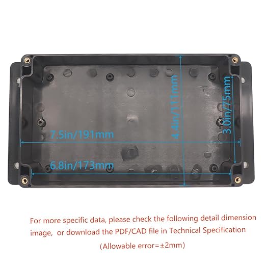 Zulkit Junction Box ABS Plastic Dustproof Waterproof IP65 Universal Electrical Boxes Project Enclosure with Fixed Ear Black 7.87 x 4.72 x 2.2 Inch (200 x 120 x 56 mm)(Pack of 2)