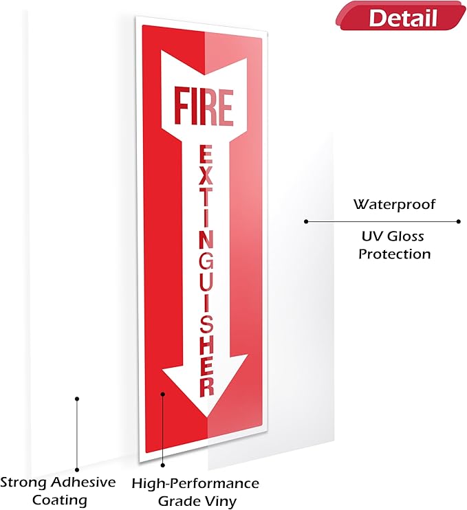 Fire Extinguisher Sign, 18 Pack Fire Extinguisher Sticker, Safety Sticker Signs, Wind and Rain-resistant, UV Protected, Fire Extinguisher Signs for Business, Home, Office or Boat