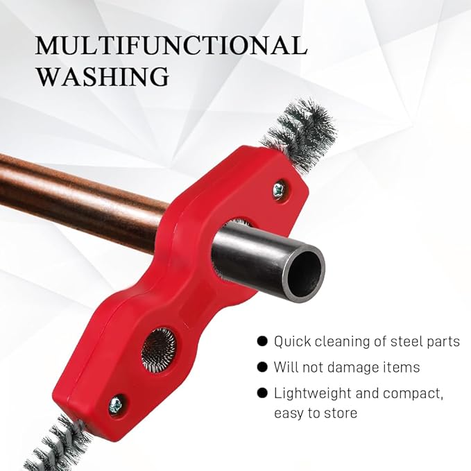 4 in 1 Car Battery Cleaning Brush, Battery Terminal Cleaner, Anti-Rust Auto Battery Cleaner with Steel Wire, Car Accessories Vehicle Machine Parts Clean Tools for Most Vehicles (Red)