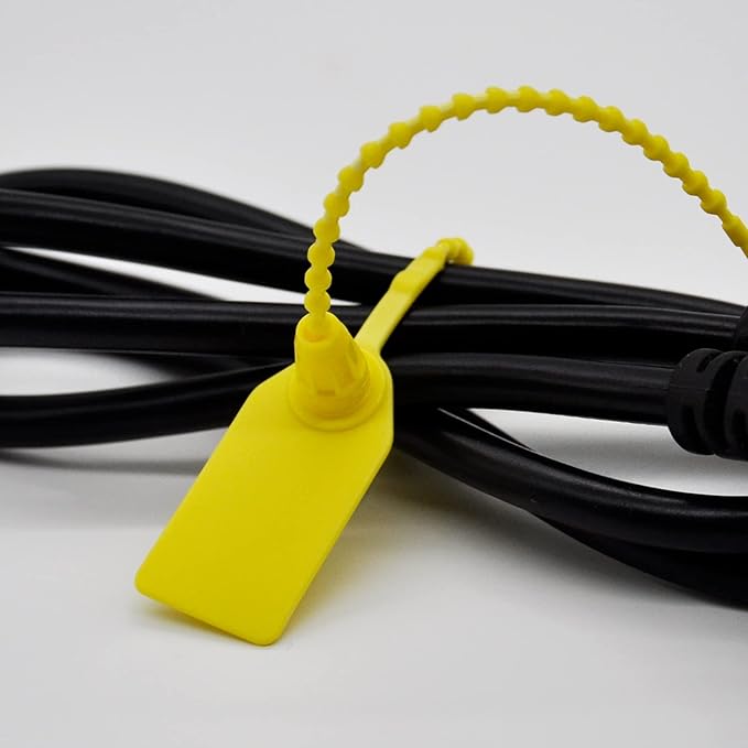 100 Pcs Fire Extinguisher Tags,Security Retail Anti-Theft Self-Locking Shoe Tag,Anti-Tamper Disposable Plastic Seals 250mm Length (Yellow)