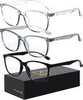 Blue-Light Blocking Glasses Computer Reading/Gaming/TV/Phones Glasses Fashion Anti Eyestrain Glasses for Women Men（D1 Black + Gray + Transparent）