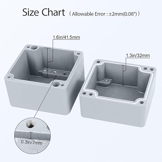 LeMotech Aluminum Alloy Metal Junction Box IP67 Waterproof Dustproof Small Electrical Box Outdoor Universal Enclosure Grey 3.1x2.9x3.1in (80x76x80mm)