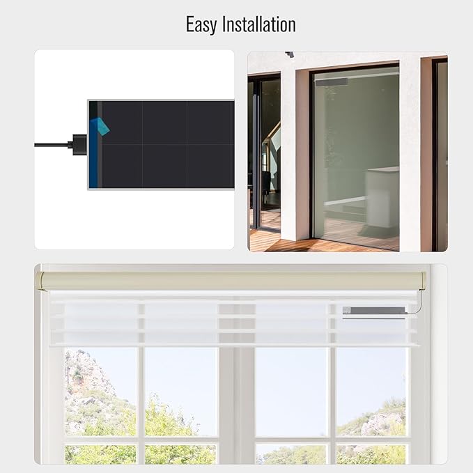 Blinds Motor Solar Charging Panel USB 2.0 Interface, 5V 5W for Motorized Roller Blinds Indoor Use Only - Compatible with Battery Tubular Motors
