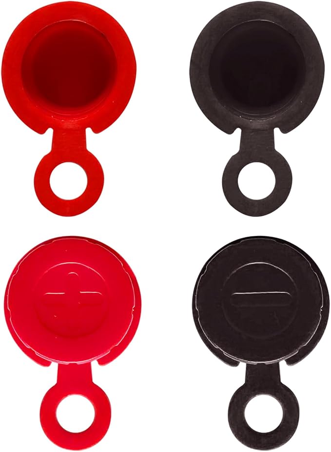 Ampper Top Post Plastic Battery Post Caps, Battery Post Terminal Cover Insulator Protector W/Washers for Car, Vehicle, RV and Boat (Cap, 2 Sets)