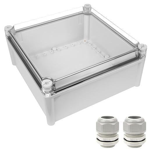 LeMotech Junction Box IP67 Waterproof Dustproof Electrical Box Project Box DIY Enclosure Gray with Transparent Clear Cover, External Size 11x11x5.1in (280x280x130mm)
