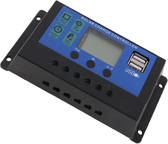 Solar Controller 50A PWM 12V 24V Auto with LCD Display Industrial Controller Advanced 3-Stage Charging and Multiple Protections for Safe Efficient Solar Power Management