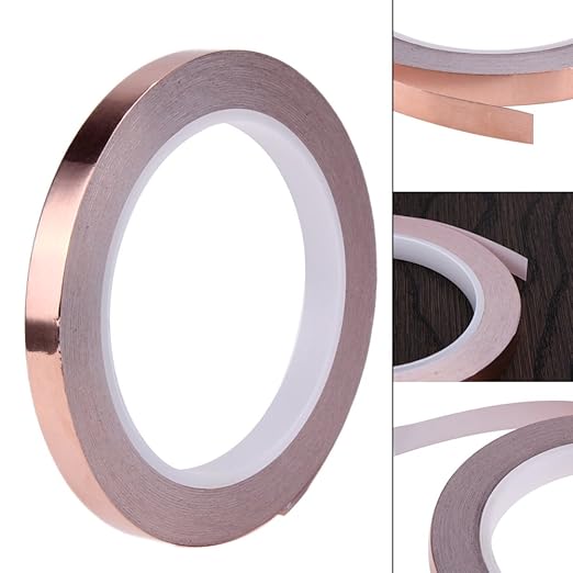Copper Foil Tape (1/2-inch x 33 FT) with Double-Sided Conductive Adhesive for Guitar & EMI Shielding,Stained Glass Making,Electrical Repairs,Paper Circuits,Soldering,Grounding,DIY Copper Tape