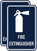 Signs ByLITA Portrait Round Fire Extinguisher Sign with Adhesive Tape, Mounts On Any Flat Surface (Navy Blue/White) - Medium (2 Pack)