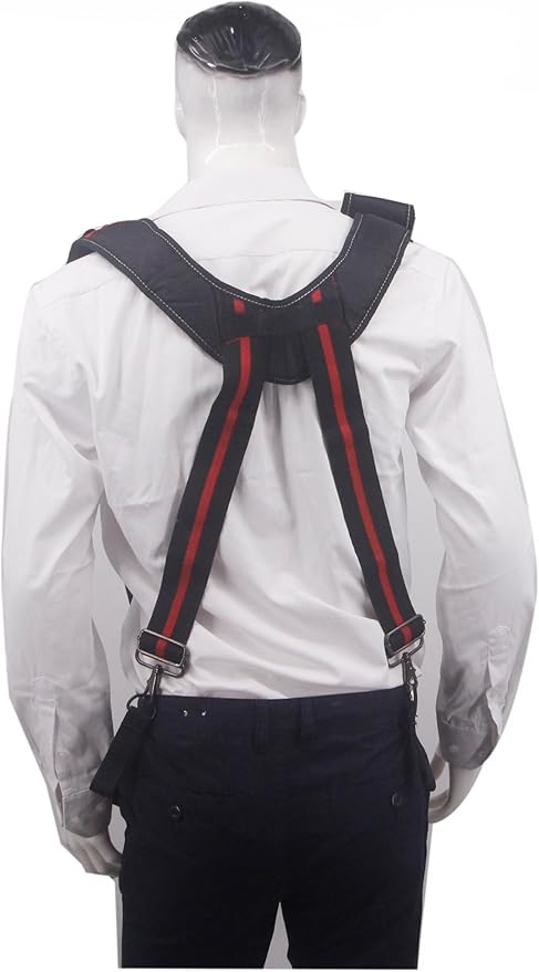 Tool Belt Suspender for Men 4 Point Padded with Attachment Loops, WristBand Pouch Pocket for Construction Worker