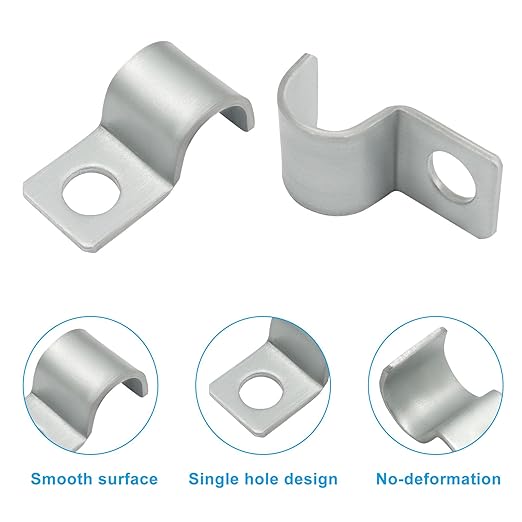 100 Pcs Heavy Duty Cable Wire Clips, 1/4 Inch Zinc Plated Steel Cord Clips for Secure Wall Mounting, Outdoor Wire Management, and Durable Pipe Fixing