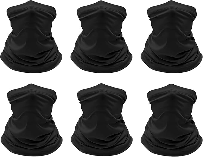 6 Pack Cooling Neck Gaiter Face Cover Mask Summer Breathable Dust UV Bandana Scarf for Men Women Fishing Running Cycling