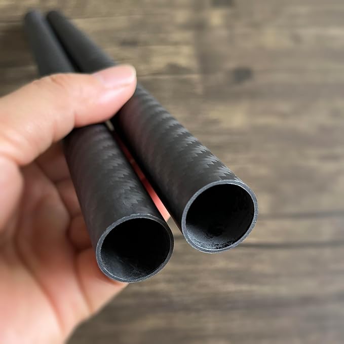 2pcs Carbon Fiber Tube 20mmx18mmx420mm 3K roll Wrapped Twill Matte Finish