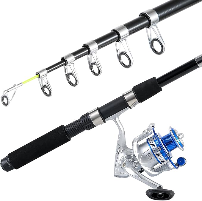 Fishing Pole Combo, 6.9ft 2Pcs Telescopic Rods Set, Collapsible Fishing Rods, 2PCS Spinning Reel Set with Carrier Bag Freshwater Fishing Rod and Reel Combos Kits