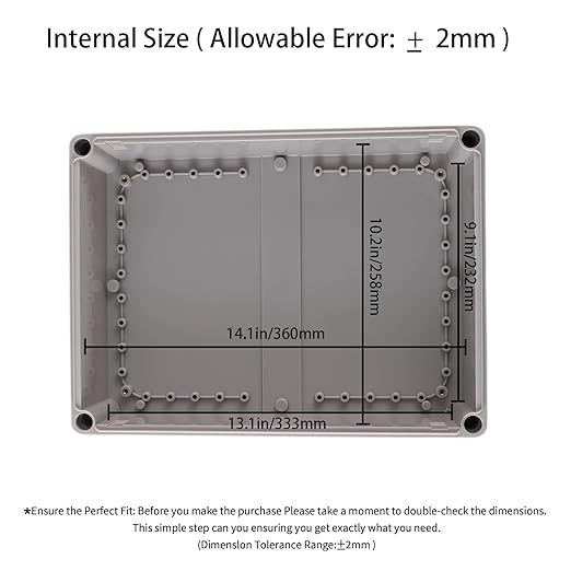 Junction Boxes-15" x 11" x 5.1" IP65 ABS Plastic Dustproof Waterproof Electrical Box Project Junction Conduit Box for Electrical Outdoor Enclosure