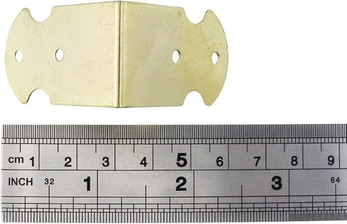 Geesatis 1.6" X 0.7" Set of 20 Right Angle Decorative Corner Protector Box Edge Cover Bracket, with Mounting Screws, Iron,Gold
