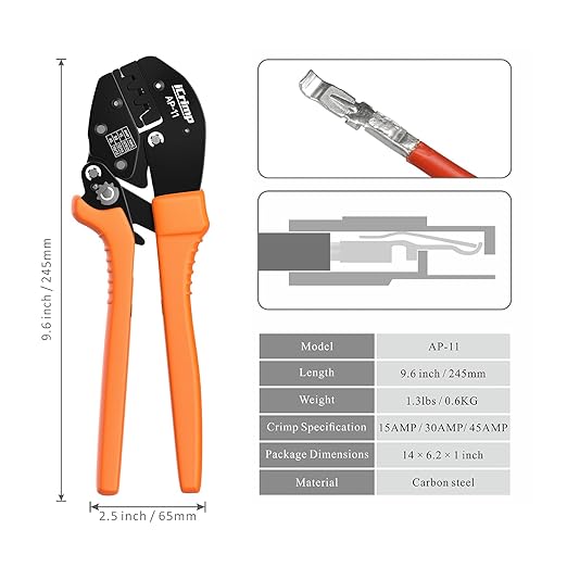 iCrimp Wire Crimping Tool for 15, 30 and 45 Amp Contacts DC Power Connector Modular Power Connector Kit