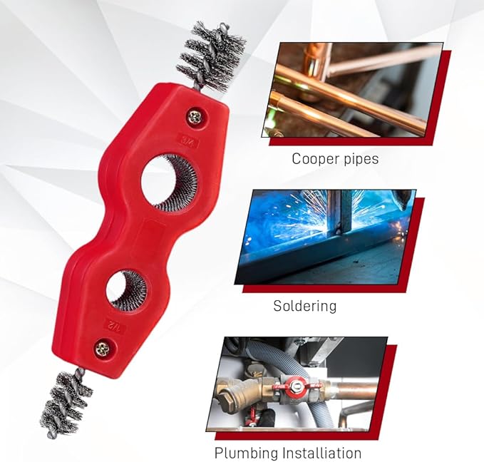 4 in 1 Car Battery Cleaning Brush, Battery Terminal Cleaner, Anti-Rust Auto Battery Cleaner with Steel Wire, Car Accessories Vehicle Machine Parts Clean Tools for Most Vehicles (Red)