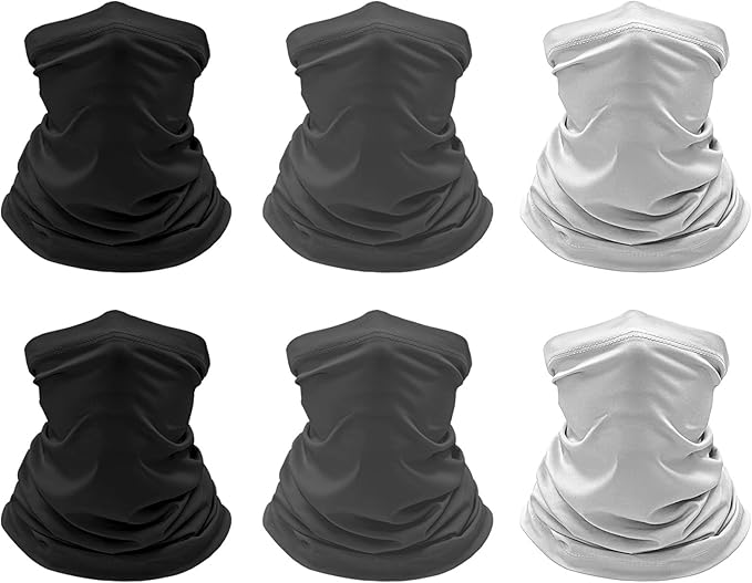 6 Pack Cooling Neck Gaiter Face Cover Mask Summer Breathable Dust UV Bandana Scarf for Men Women Fishing Running Cycling
