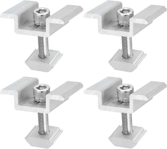 uxcell Set of 4 Solar Panel Mount Mid Clamps, 30mm Aluminum Solar Mid Clamp Solar Panel System Install Accessories for PV System Mounting Bracket