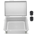 Zulkit Junction Box,IP67 Waterproof Electrical Box Hinged Cover Stainless Steel Buckle Plastic Enclosure for Project w Mounting Plate Wall Bracket and 2 Cable Gland Grey 13.8"x9.8"x5.9"/350x250x150mm