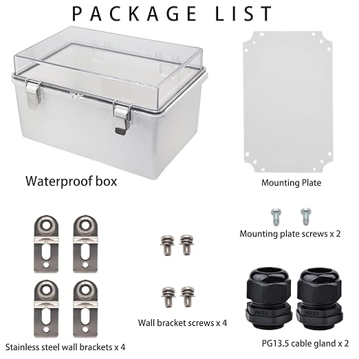 Outdoor Waterproof Electrical Box Junction Box Weatherproof IP67 ABS Plastic Enclosure Switch Router Project Box Electronics Enclosure with Mounting Plate Wall Bracket Clear 11.8"x7.9"x6.7"
