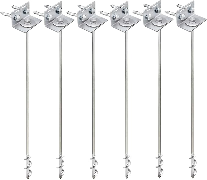 Ground Anchors Screw In - 24" Set of 4,6,8 with Brackets and Drill Bit - Earth Anchors - Mobile Home Anchors - Storage Shed Anchor Kit - Swing Set Anchors for Metal Swing Set - Playset Anchors - Ties
