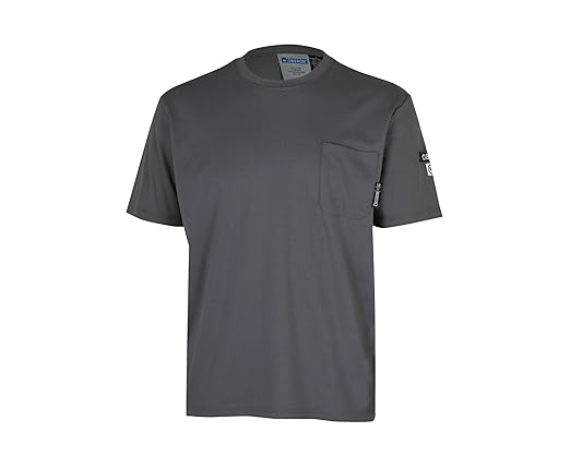 Oberon FR Arc Rated Safety Shirt For Men - Flame Resistant Cotton T-shirt - 11 Cal - Chest Pocket - Navy Blue, Gray