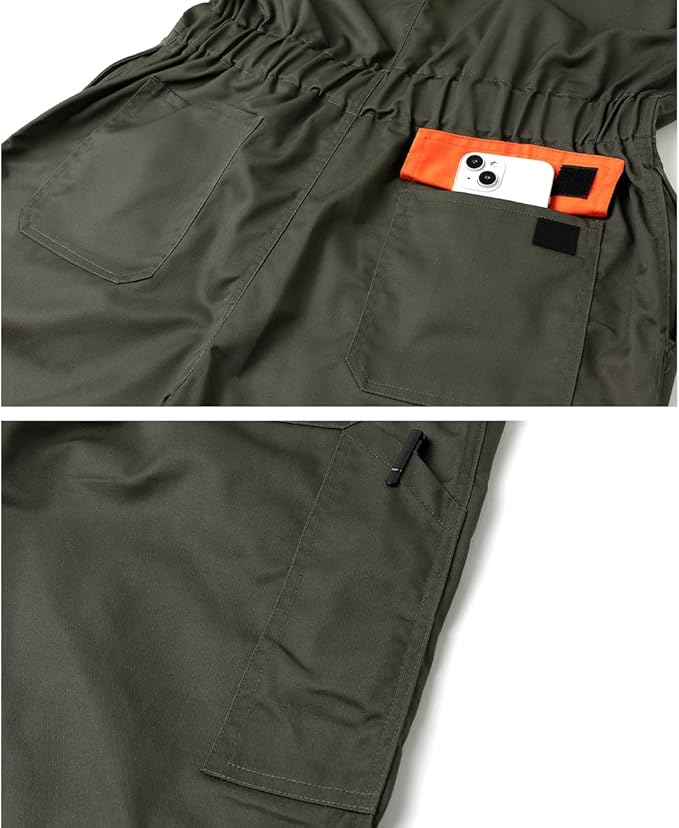 Men's Coveralls Mechanic Work Jumpsuit Multi Pockets Overalls Long Sleeve Workwear Coverall