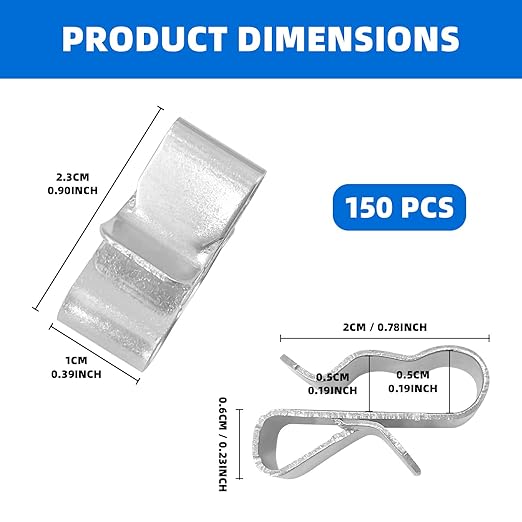 150Pcs Trailer Frame Wire Clips, Stainless Steels Trailer Wiring Clips, 22mm Length Solar Panel Cable Clips Double Wire Clamps for Boat Trailer Cable PV Wire with Organizer Box