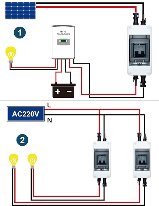 DIHOOL 60 Amp Solar Disconnect Switch, dc Circuit Breaker with Cover, Outdoor Miniature Circuit Breaker with din Rail Enclosure