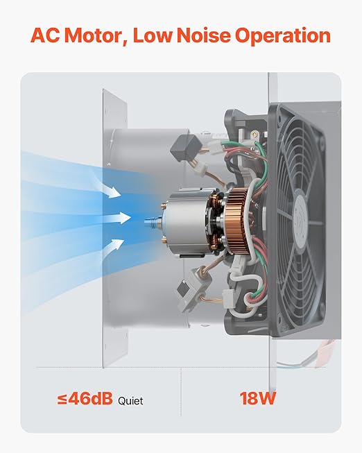 VEVOR Through-The-Wall Ventilation Fan with Cover, 205 CFM, 7-inch Diameter Exhaust Fan Hose, Adjustable Duct for Kitchen, Living & Laundry Room Workshop