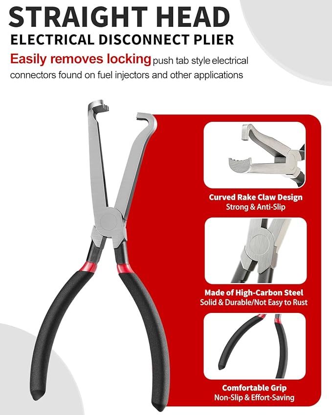 4 Pcs Automotive Electrical Disconnect Pliers Tools Kit, Portable Auto Electrical Connector Removal Separator Tool for Car, Hose Clamp Removal Plier, Wire Plug Removal Tool