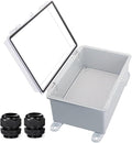 Waterproof Outdoor Electrical Box Junction Box Weatherproof IP67 ABS Plastic Enclosure Switch Router Project Box with Mounting Plate with Wall Bracket 2 Cable Glands Clear 11.4"x7.5"x5.5"