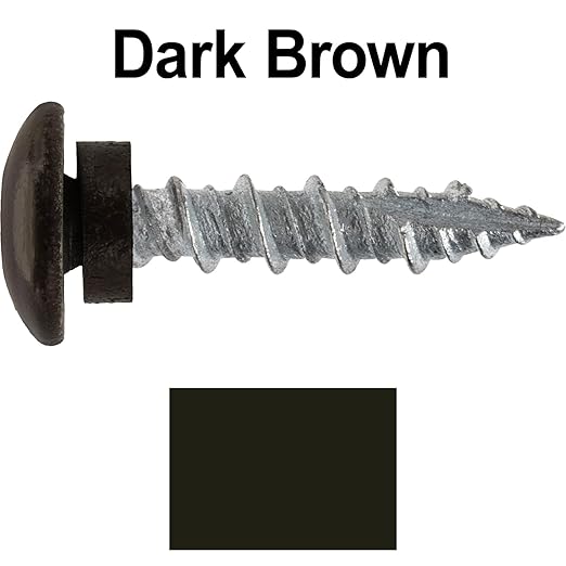 10 x 1 Dark Brown - Low Profile Star Head Roofing Screws - HI-LO Thread - Metal to Wood - T25 Torx Drive Head - EPDM Washer. 1 x 250 Count Bag - 250 Screws