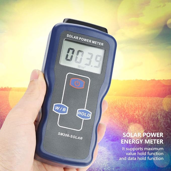 Solar Power Meter, Akozon Sun Light Radiation Testing Measuring Instrument for Solar Energy Research Meteorology Physical Optical Experiments