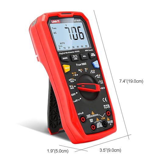 UNI-T Multimeter Kit UT161D, 1000V AC DC Volt Ohm Meter Capacitor Tester Frequency Meter True RMS 6000 Counts USB Transmission LOZ ACV Temperature Measurement