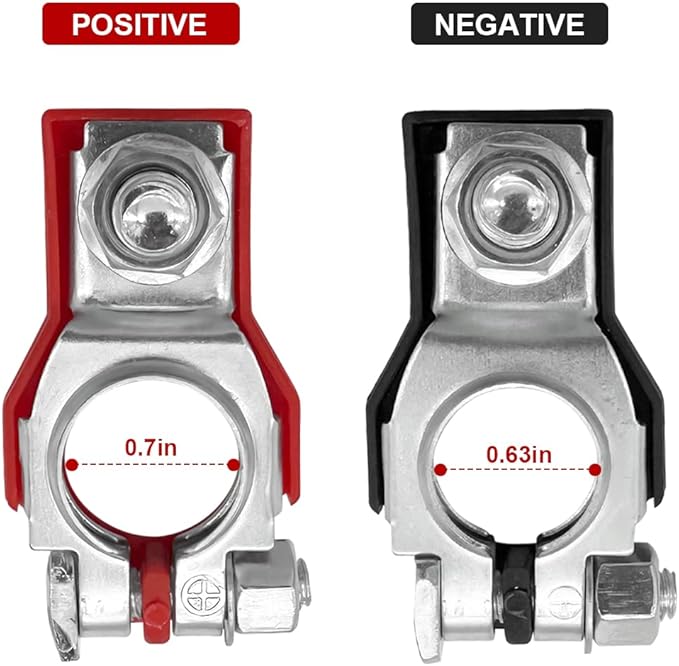 zipelo Battery Terminal Connector, Top Post Battery Cable Terminal Clamp Set, Positive and Negative 1 Pair, Good Contact and Corrosion Resistance (Style I, 4PCS)