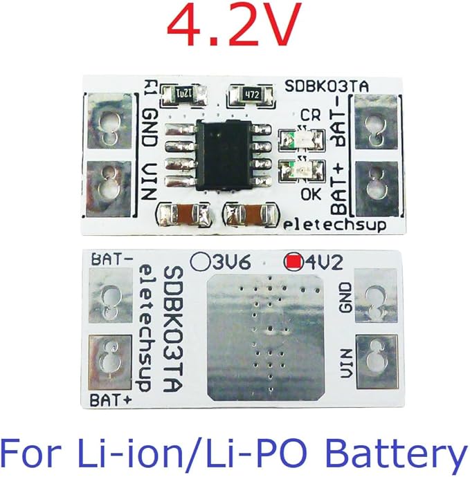 1A DC 5V Board mini MPPT Solar Charge Controller 4.2V/3.7V 3.6V/3.2V Charger Module for i-ion/Li-PO LiFePO4 Battery (2Pcs 4.2V Li-ion)